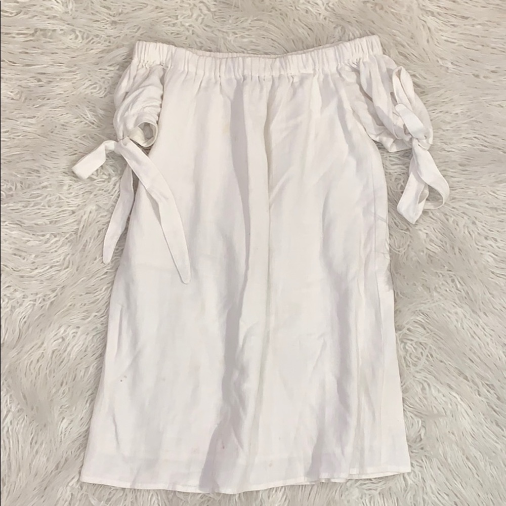 Off the shoulder cream dress